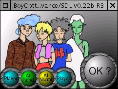 The player select screen,