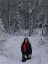Lucile in the forrest.