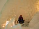 Lucile in an igloo.